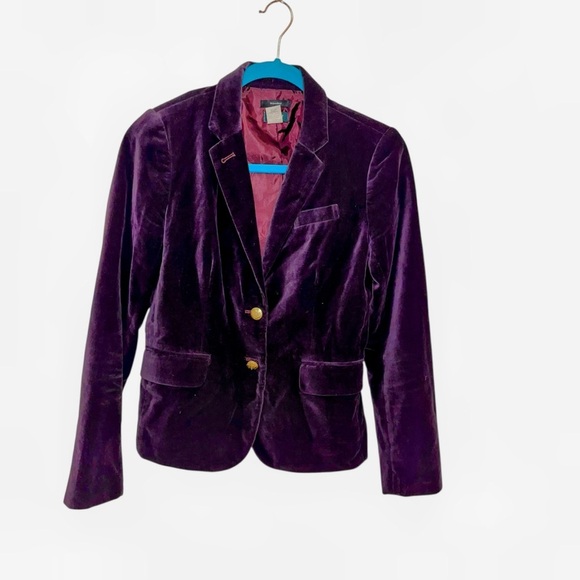 J. Crew purple velvet blazer jacket schoolboy 100% cotton size 2 - Picture 3 of 8